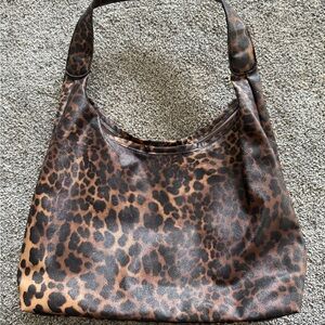 Leopard Print Vegan Leather Hobo Bag - Large Slouchy Shoulder Bags